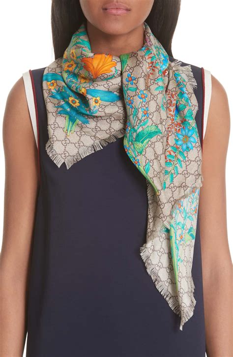 gucci flora print scarf|buy gucci scarf online.